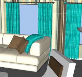 现代客厅室内空间SU模型下载_sketchup草图大师SKP模型