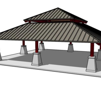古建筑凉亭SU模型下载_sketchup草图大师SKP模型