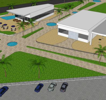 游泳休闲娱乐区场地SU模型下载_sketchup草图大师SKP模型