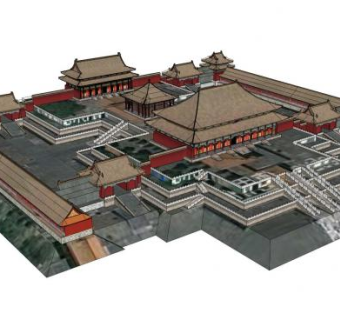 皇宫殿阁建筑SU模型下载_sketchup草图大师SKP模型