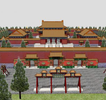 皇家祖祠圆明园鸿慈永祜建筑SU模型下载_sketchup草图大师SKP模型