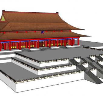 故宫太和殿宫殿古建筑SU模型下载_sketchup草图大师SKP模型
