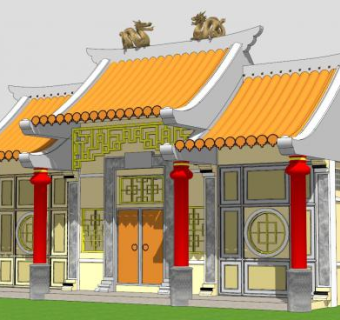 古建筑庙宇寺庙SU模型下载_sketchup草图大师SKP模型