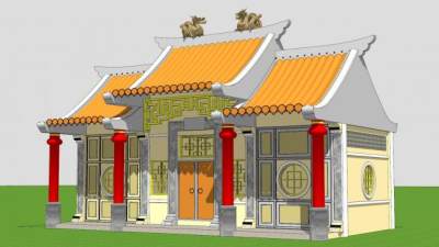 古建筑庙宇寺庙SU模型下载_sketchup草图大师SKP模型