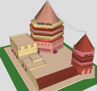 印度寺庙建筑SU模型下载_sketchup草图大师SKP模型