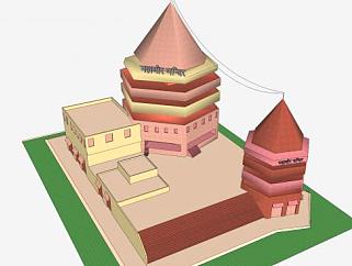 印度<em>寺庙</em>建筑SU模型下载_sketchup草图大师SKP模型