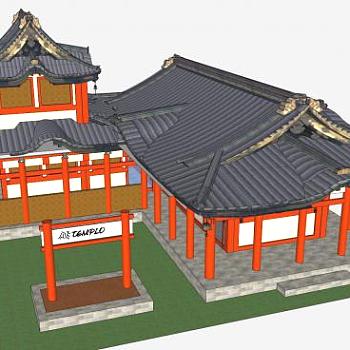 日本寺庙建筑SU模型下载_sketchup草图大师SKP模型