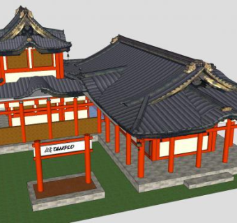 日本寺庙建筑SU模型下载_sketchup草图大师SKP模型