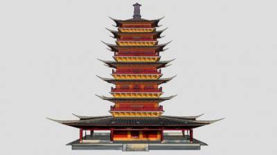 传统建筑保圣寺塔SU模型下载_sketchup草图大师SKP模型