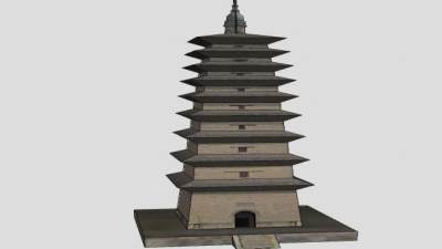 传统建筑开元寺须弥塔SU模型下载_sketchup草图大师SKP模型