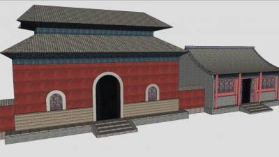 传统建筑安阳天宁寺正门SU模型下载_sketchup草图大师SKP模型