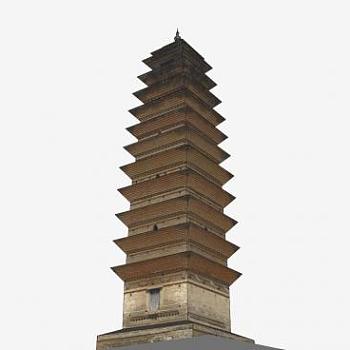 传统佛塔建筑白马寺齐云塔SU模型下载_sketchup草图大师SKP模型