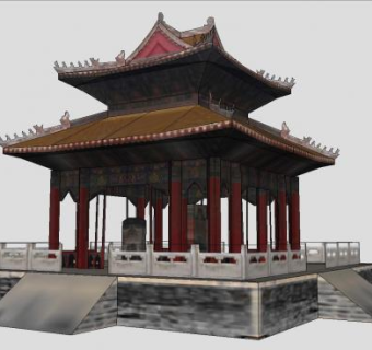 传统建筑曲阜孔庙杏坛SU模型下载_sketchup草图大师SKP模型