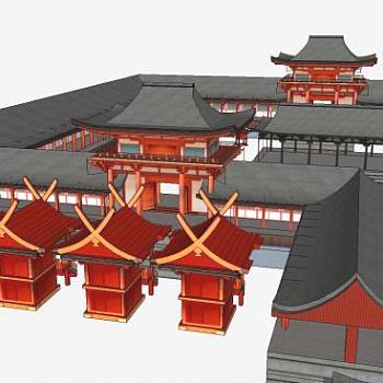 日本奈良神社建筑SU模型下载_sketchup草图大师SKP模型