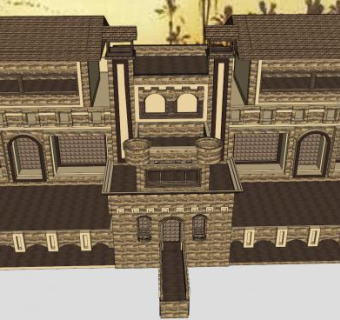 阿拉伯古老楼房建筑SU模型下载_sketchup草图大师SKP模型