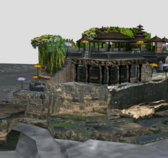 巴厘岛度假胜地山地休闲区SU模型下载_sketchup草图大师SKP模型