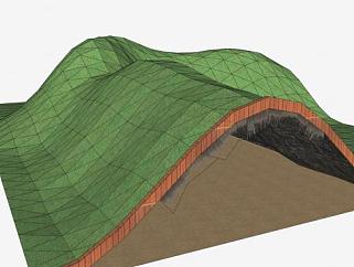 绿地山丘洞穴SU模型下载_sketchup草图大师SKP模型