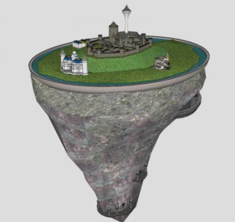 空中岩石城堡SU模型下载_sketchup草图大师SKP模型