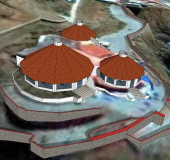 天然海水瀑布度假区SU模型下载_sketchup草图大师SKP模型