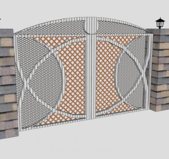 现代庭院大门门面SU模型下载_sketchup草图大师SKP模型