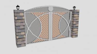 现代庭院大门门面SU模型下载_sketchup草图大师SKP模型
