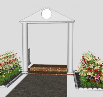 花园花圃护栏门走道SU模型下载_sketchup草图大师SKP模型