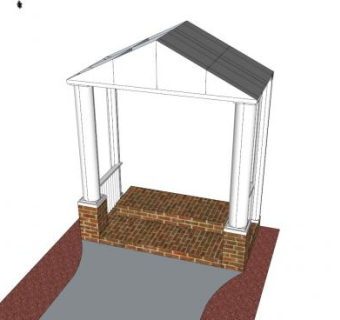 庭院花园走道门柱门面SU模型下载_sketchup草图大师SKP模型