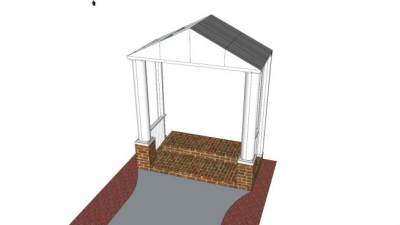 庭院花园走道门柱门面SU模型下载_sketchup草图大师SKP模型