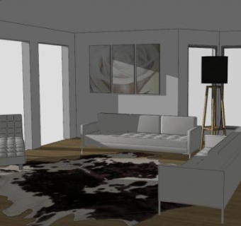 现代客厅家具装修SU模型下载_sketchup草图大师SKP模型