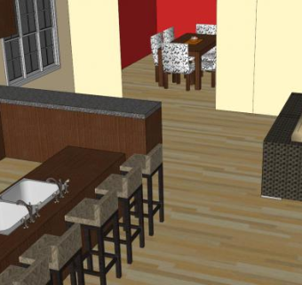 现代化客餐厅SU模型下载_sketchup草图大师SKP模型
