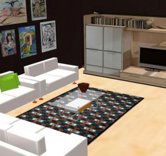 地中海风格客厅SU模型下载_sketchup草图大师SKP模型