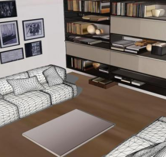 现代化简约客厅SU模型下载_sketchup草图大师SKP模型