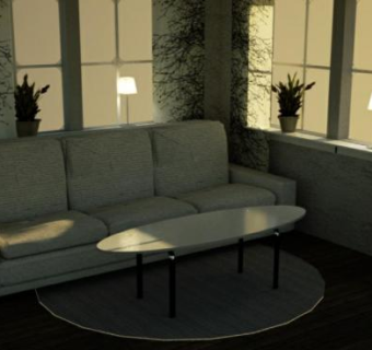 现代舒适客厅空间SU模型下载_sketchup草图大师SKP模型