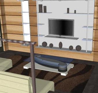 现代博览会客厅装修SU模型下载_sketchup草图大师SKP模型