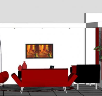 展览室室内客厅SU模型下载_sketchup草图大师SKP模型