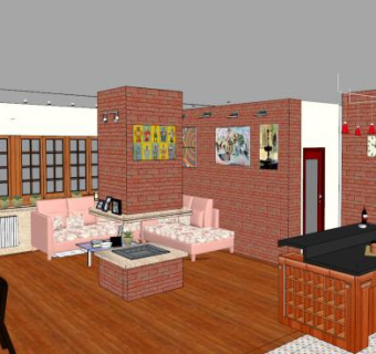 乡村田园客厅SU模型下载_sketchup草图大师SKP模型