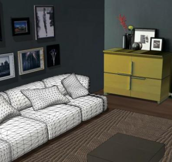 现代休闲沙发客厅SU模型下载_sketchup草图大师SKP模型