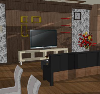 韩国公寓客厅SU模型下载_sketchup草图大师SKP模型