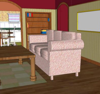 地中海风格室内客厅SU模型下载_sketchup草图大师SKP模型