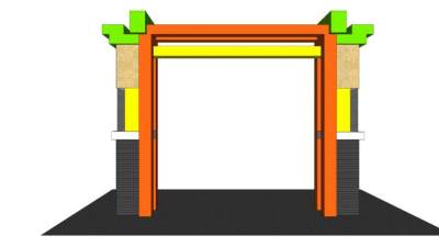 小区大门门面门头SU模型下载_sketchup草图大师SKP模型