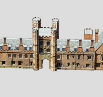 圣约翰大学大门门面SU模型下载_sketchup草图大师SKP模型