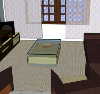 朴素风格房间客厅SU模型下载_sketchup草图大师SKP模型