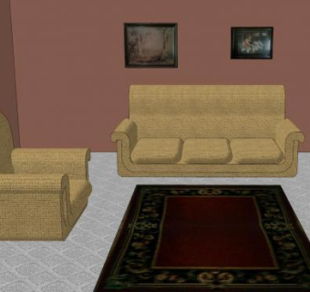 现代休息室沙发客厅SU模型下载_sketchup草图大师SKP模型