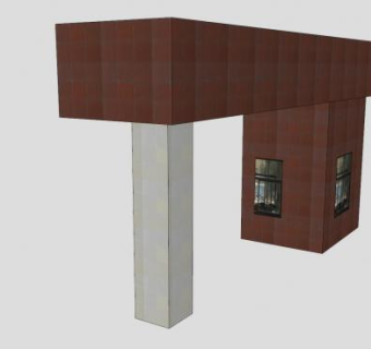 怀化学院西区的大门SU模型下载_sketchup草图大师SKP模型