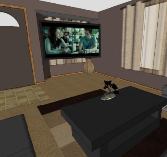 约翰放映机客厅SU模型下载_sketchup草图大师SKP模型