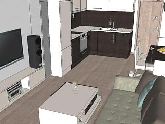 现代公寓室内客厅SU模型下载_sketchup草图大师SKP模型