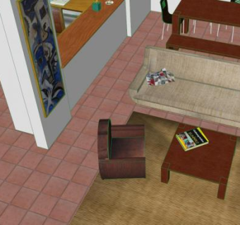 朴素沙发客厅SU模型下载_sketchup草图大师SKP模型