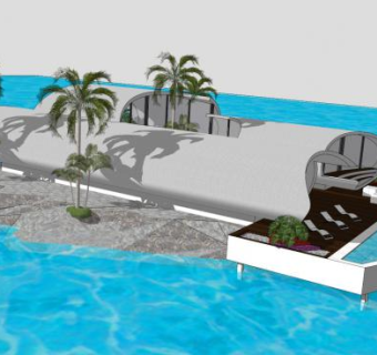 现代创意海滨别墅建筑SU模型下载_sketchup草图大师SKP模型
