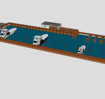 小艇船坞走道SU模型下载_sketchup草图大师SKP模型