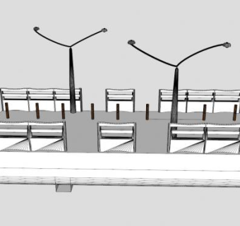 小型码头船坞走道建筑SU模型下载_sketchup草图大师SKP模型